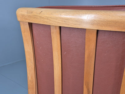 Vintage Stouby 2 Seat Sofa Reddy Brown Leather Beech Ends Retro EB10509 M2SS22