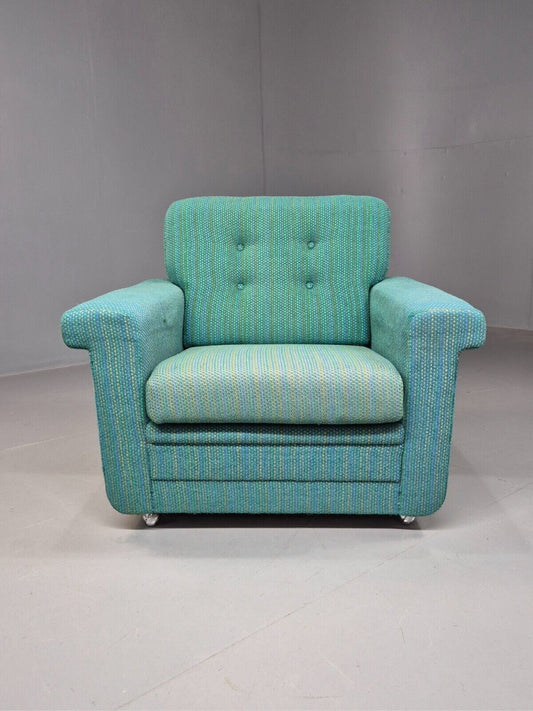 Vintage Danish Lounge Chair Blue Wool Retro MCM 1970s E8292 MNOR - UKDK FURNITURE
