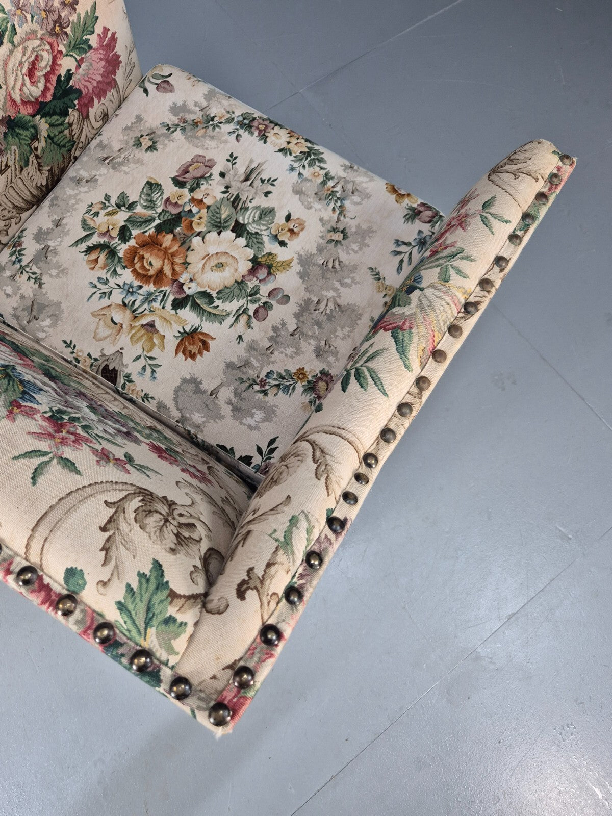 Vintage Danish Lounge Chair Floral Cotton Upholstery 1970s Retro EB07869 MNOR - UKDK FURNITURE