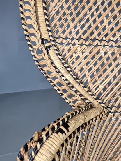 EB7116 Vintage Bamboo Cane Peacock Chair 1980s Retro VBER - UKDK FURNITURE