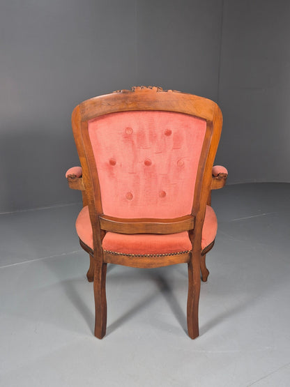 Vintage Rococo Lounge Chair Danish 1970s Reproduction Salmon Pink EB10773 VCLO8