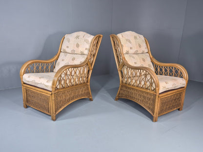 2 Vintage Rattan Conservatory Chairs 1990s Retro EB11286 VBER0