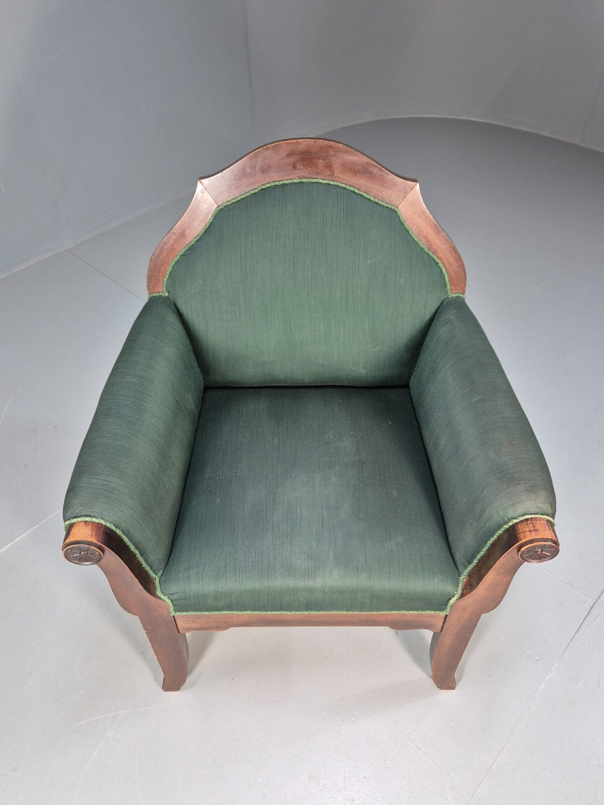 A Vintage Danish Antique Chair Green and Mahogany Shield Back 1920s EB8924 VCLO - UKDK FURNITURE