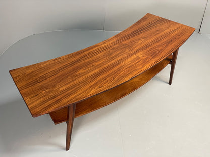 Curved 1960s Coffee Table Vintage Mid Century Danish With Shelf  EB10855 MWOO17