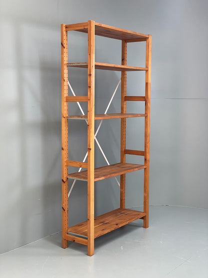 Pine Open Shelving Unit Adjustable Retro Scandi Solid EB11782 MWOO17