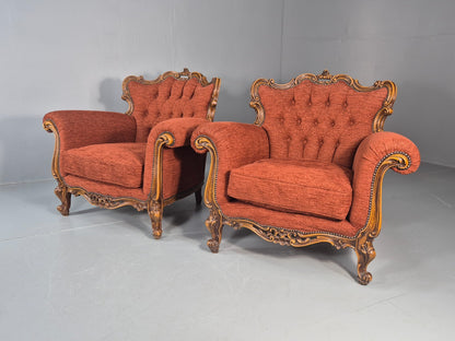 2 Vintage French Rococo Style Lounge Chairs Quality Reproduction  EB11659 VCLO6