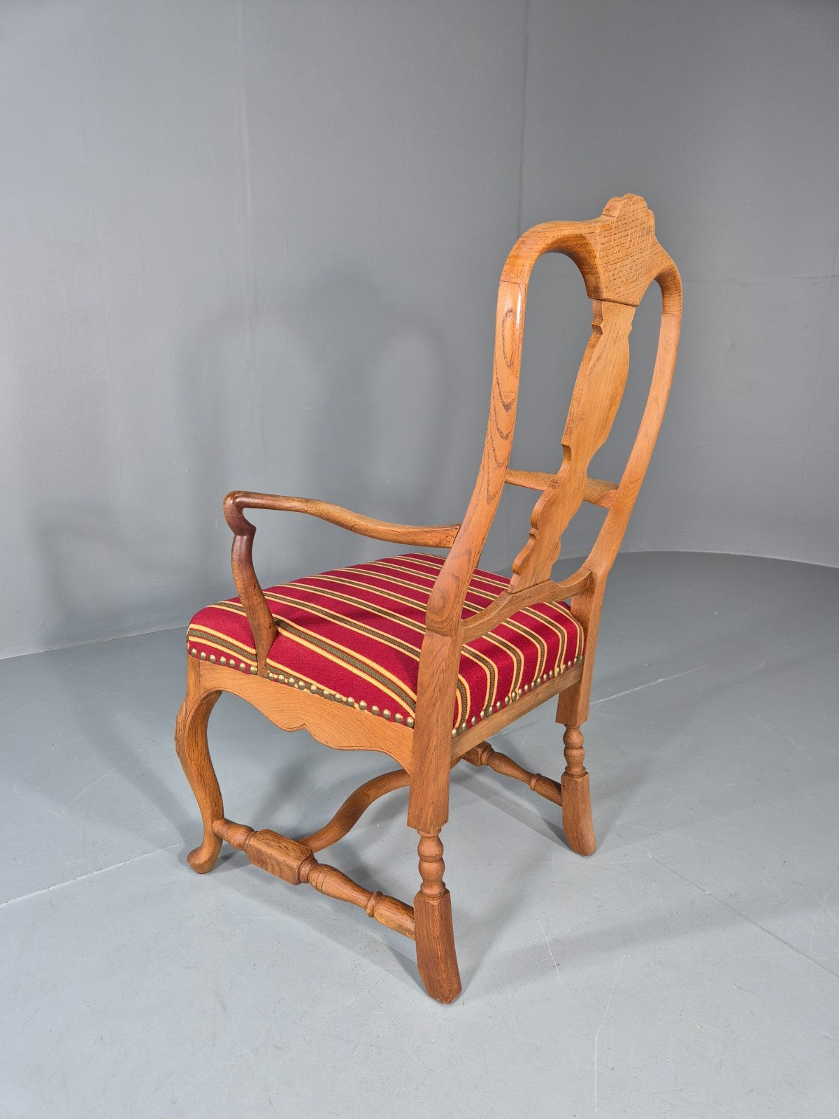 Antique Rococo Revival Oak Chair Danish 1880 Splat Back Shell Motif EB10887 VDIN10