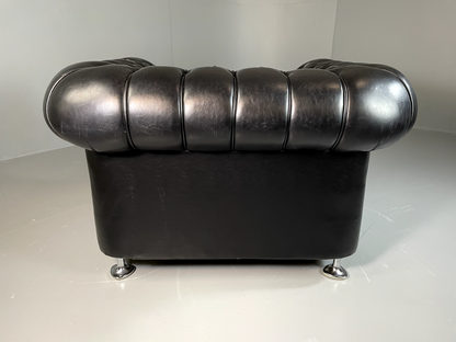 EB6358 Vintage Chesterfield Black Vegan Leather Retro VCHE - UKDK FURNITURE