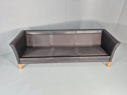 Vintage 3 Seat Sofa Danish Black Leather Mid Century Retro 1980s EB10483 M3SS12