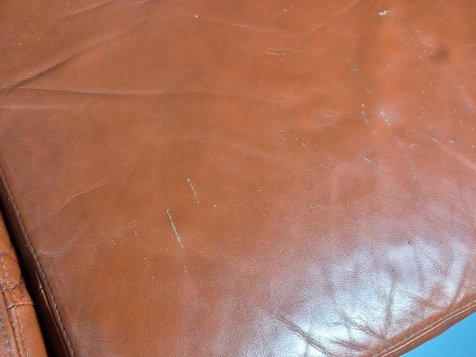 Mid Century 2 Seater Sofa Stouby Red Brown Leather Beech End Retro  EB10060 M2SS17