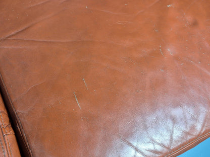 Mid Century 2 Seater Sofa Stouby Red Brown Leather Beech End Retro  EB10060 M2SS17