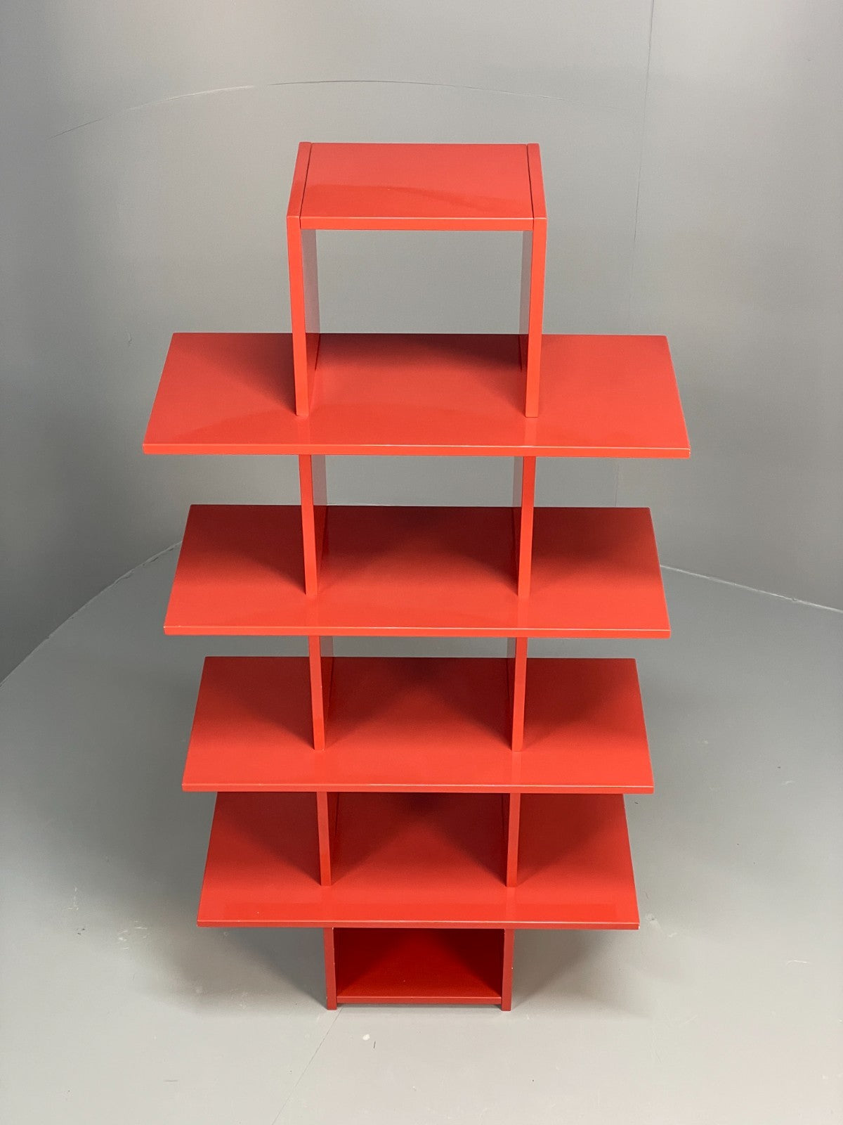 Red Bookcase Vinyl Storage - Postmodern 1980s Italian Style Gloss EB10950 MWOO5