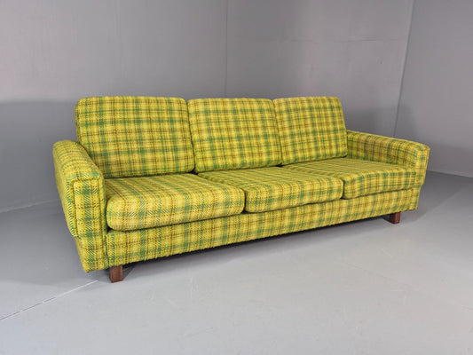 1970s Three Seater Sofa Vintage Danish Green Tones Wool Retro MCM  EB11350 M3SS1