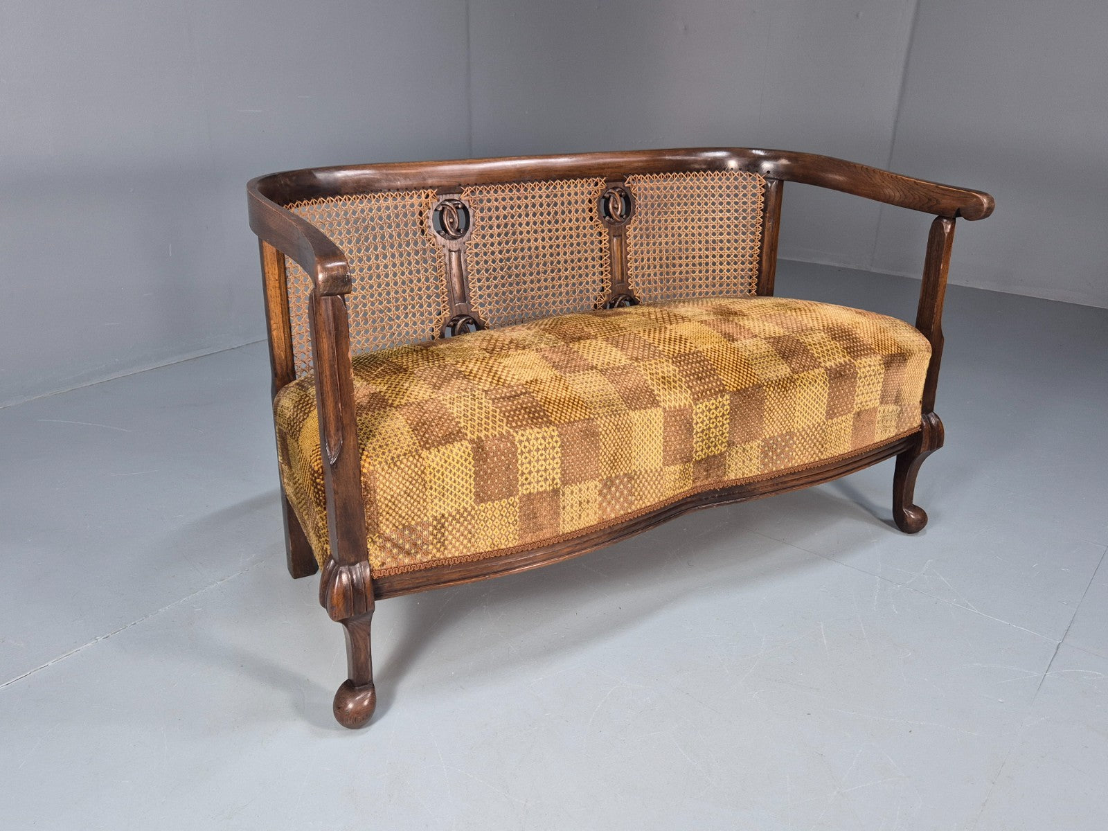 Art Deco Era Settee Two Seater Oak Frame `Bergere Back 1920s EB10692 VBER0