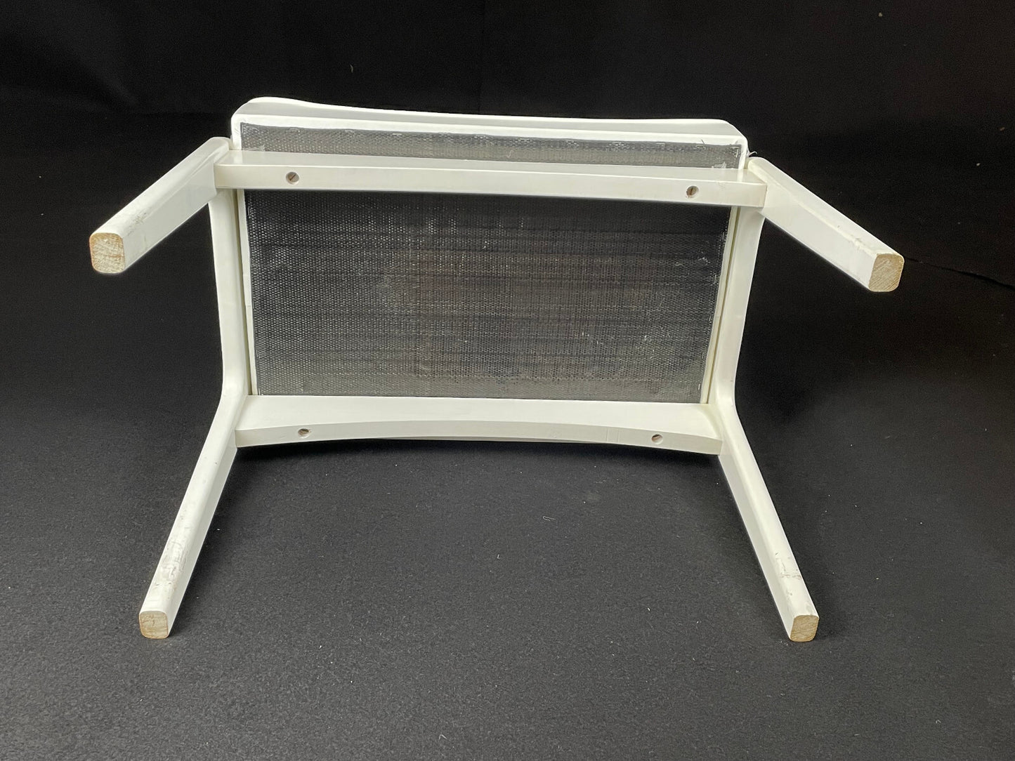 British White Vinyl Footstool with White Frame Mid-Century Modern EB4111 MFOO7