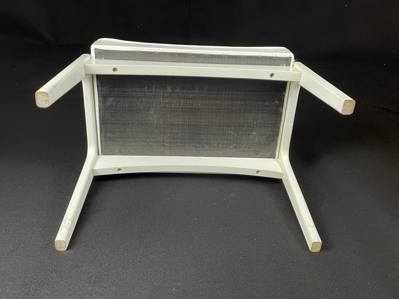 British White Vinyl Footstool with White Frame Mid-Century Modern EB4111 MFOO7