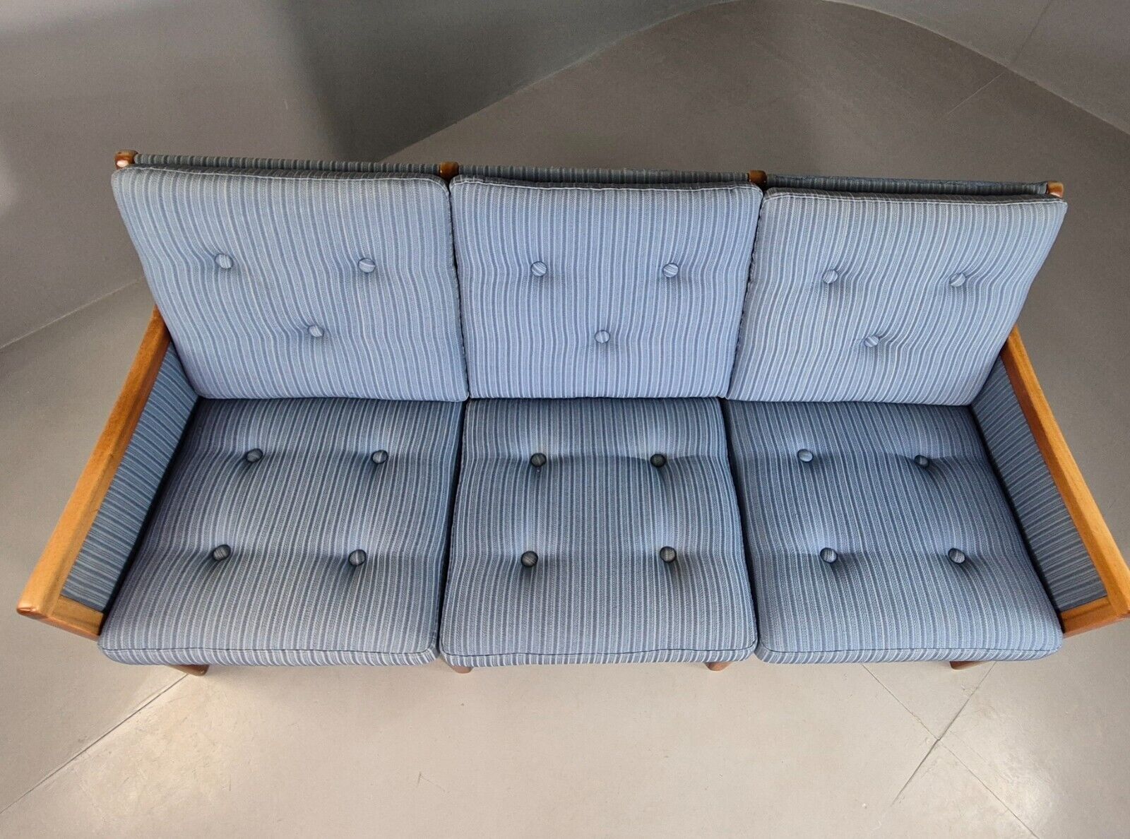 Vintage Danish 3 Seat Sofa Blue Mahogany Wanscher Retro MCM EB6985 M3SS - UKDK FURNITURE