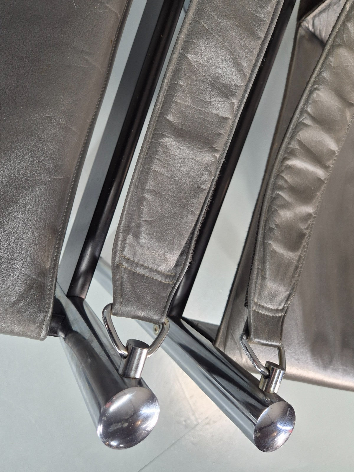 2 Vintage Leather and Chrome Lounge Chairs Safari by Borje Johanson EB11287 MNOR6