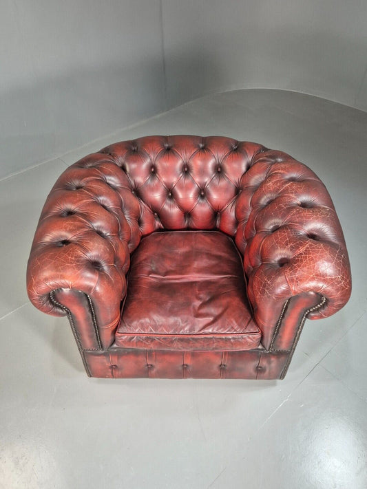 Vintage Chesterfield Chair Red Oxblood Leather 1970s Retro EB7431 VLEA - UKDK FURNITURE