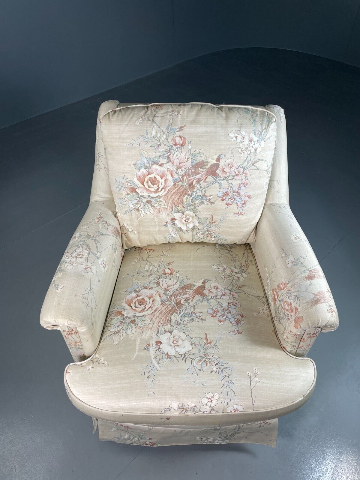 Vintage Danish Lounge Chair Floral Print Cotton 1970s Retro EB6605 VCLO - UKDK FURNITURE