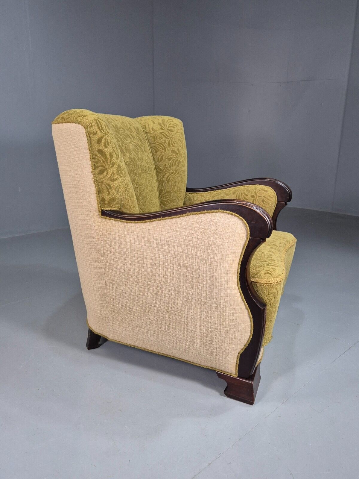 Vintage Danish Lounge Chairs Green and Cream Shell Back 1940s Deco EB7658 VCLO - UKDK FURNITURE