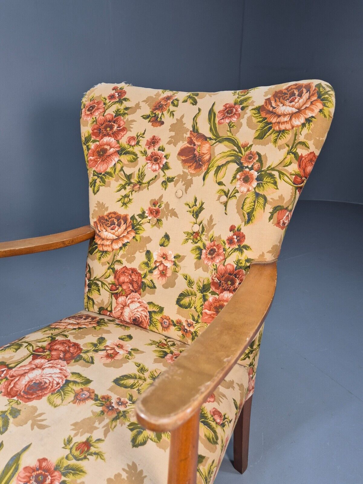 Vintage Danish Lounge Chair Reupholstery Project Beech Arm MCM Retro EB8917 MNOR - UKDK FURNITURE