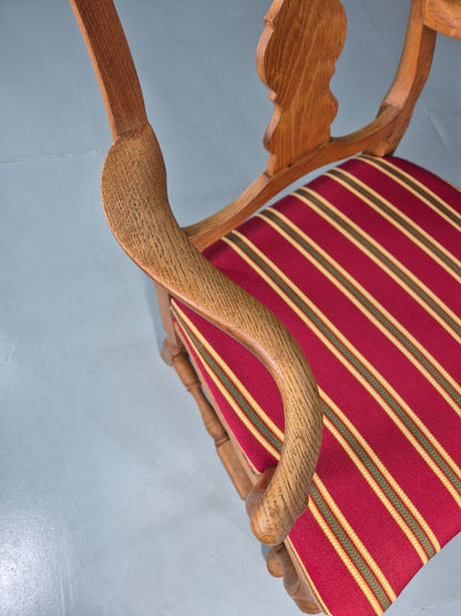 Antique Rococo Revival Oak Chair Danish 1880 Splat Back Shell Motif EB10887 VDIN3