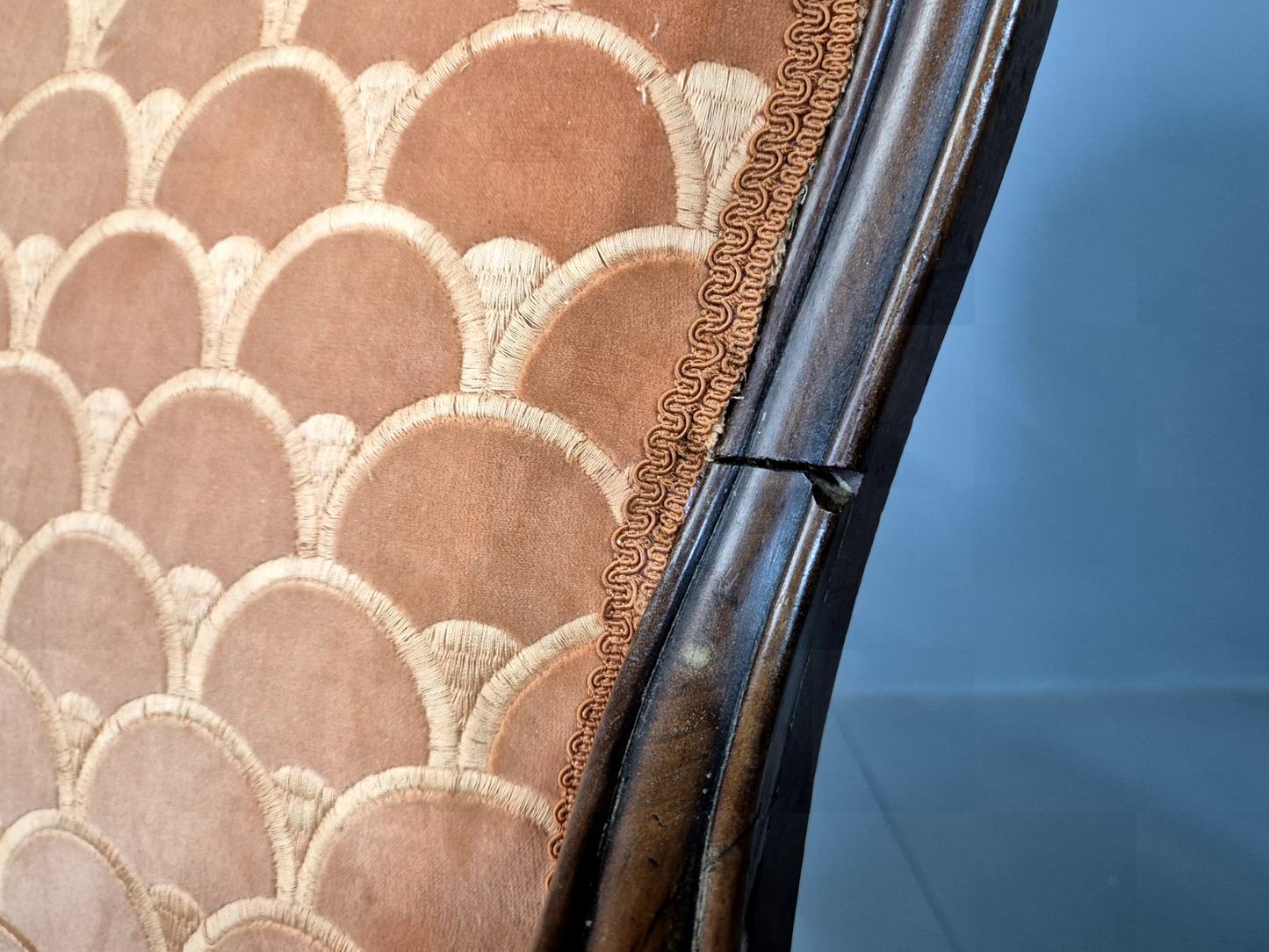 Vintage Fautueil Chairs Orange Upholstery Mahogany Antique  EB7380 VCLO12