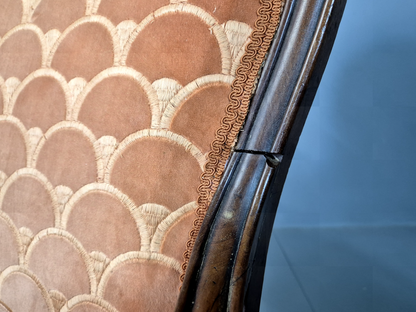 Vintage Fautueil Chairs Orange Upholstery Mahogany Antique  EB7380 VCLO12