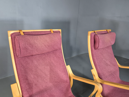 2 Vintage Danish Lounge Chairs Pink Bentwood Ostergaard Retro MCM EB7220 MBEN - UKDK FURNITURE