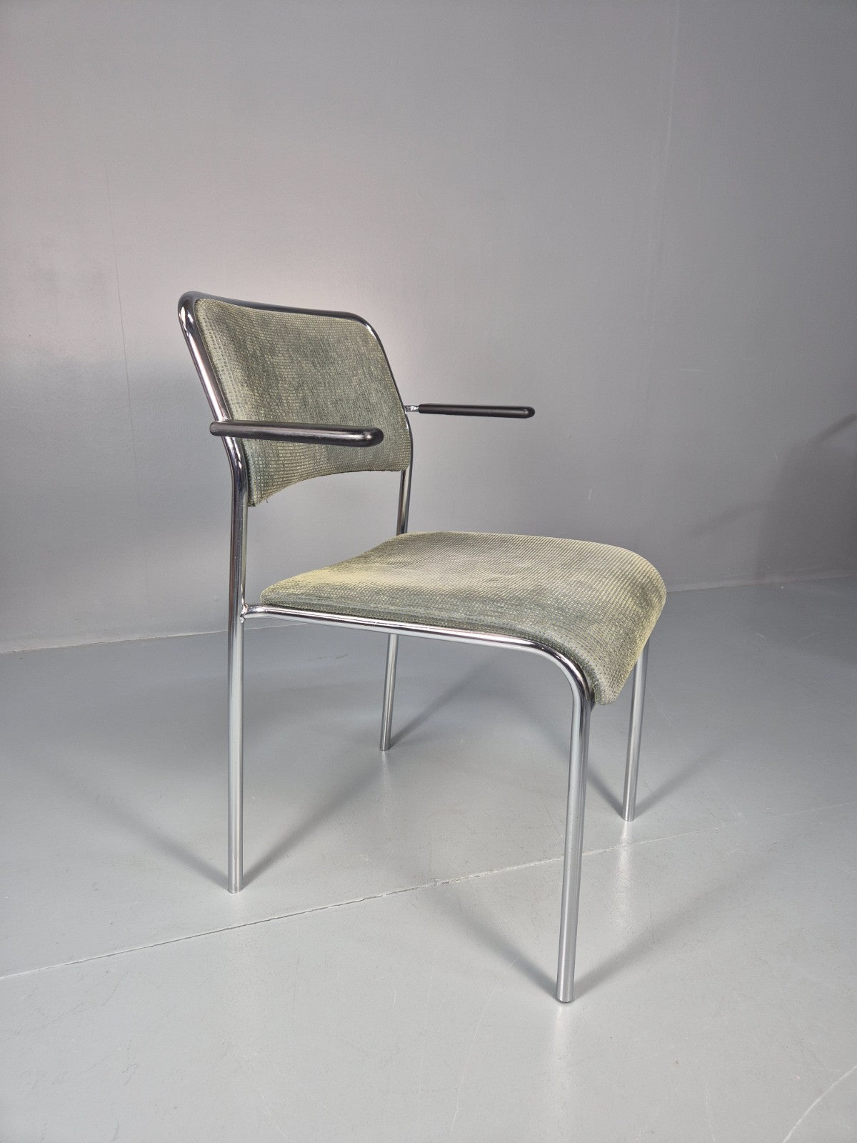 6 1980s Retro Stacking Chairs Chrome Frame Swedish Design Retro MCM EB10606 MSTA7