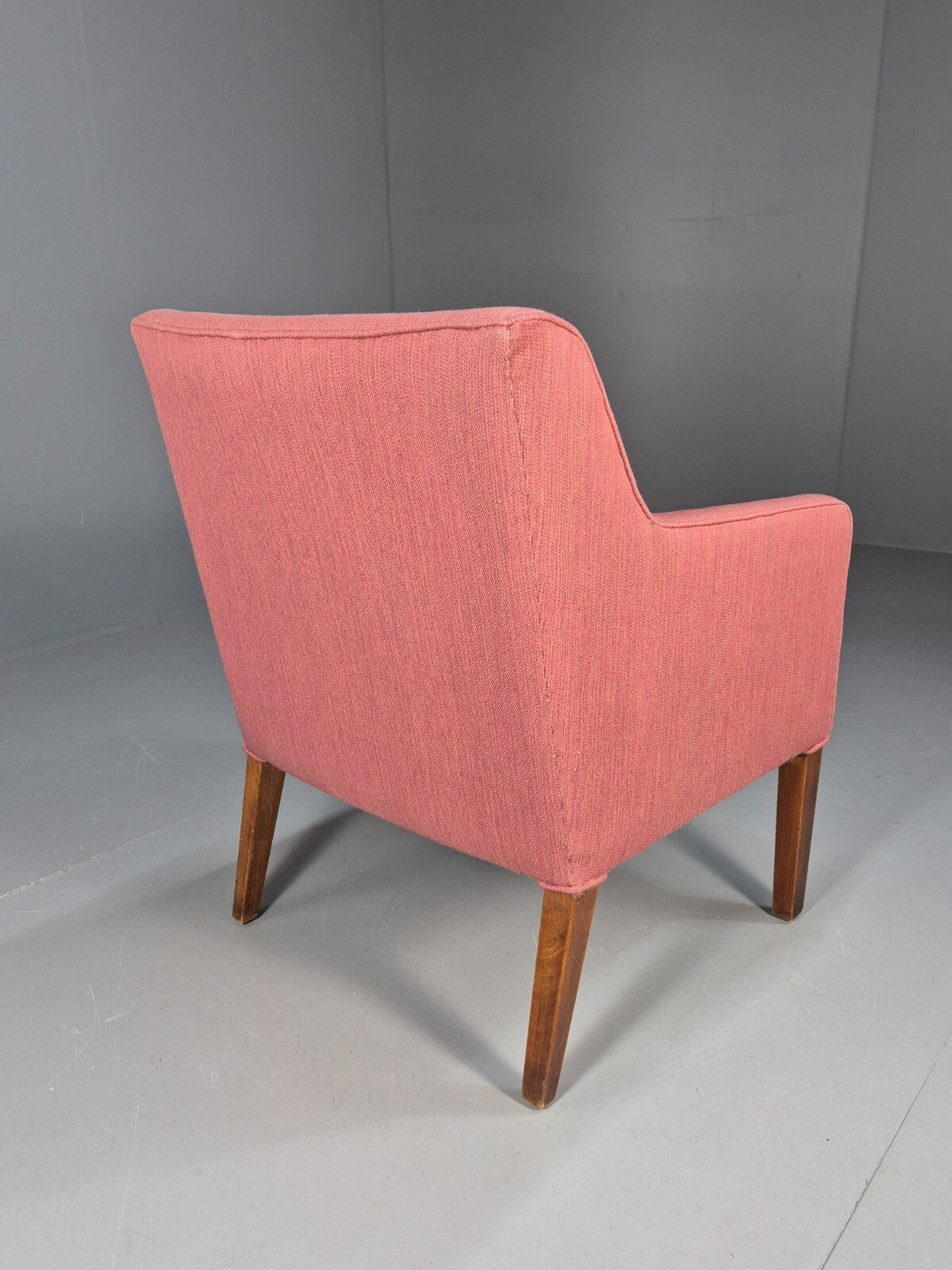 Vintage Danish Mid Century Lounge Chair Pink Wool 1960s Retro