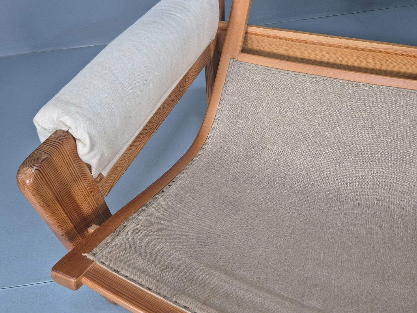 Swedese Pine Three Seater Settee  Canvas Cover Yngve Ekstrom 1970s EB10638 M3SS10