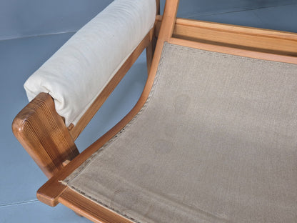 Swedese Pine Three Seater Settee  Canvas Cover Yngve Ekstrom 1970s EB10638 M3SS10