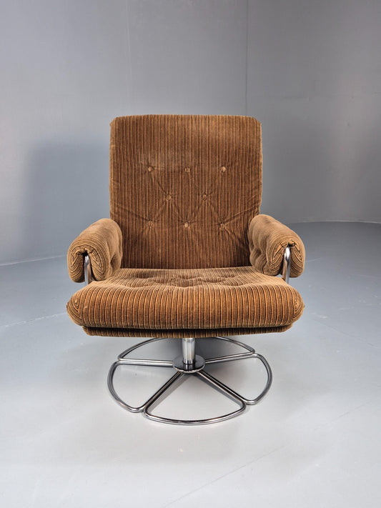 Vintage Corduroy Chrome 1980s Lounge Chair Conran Mathsson Retro EB9492 MNOR - UKDK FURNITURE