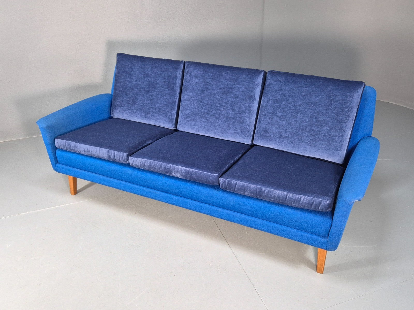 Vintage Folke Ohlsen 3 Seat Sofa Blue New Cushions 1960s Dux Sweden EB9363 M3SS - UKDK FURNITURE