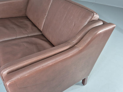 Vintage 2 Seater Sofa Danish Brown Leather Mid Century Retro 1970s EB9304 M2SS19