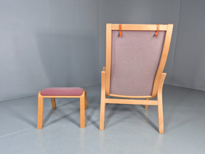 Vintage Danish Bentwood Chair and Footstool Ostergaard Style Retro EB11297 MBEN7