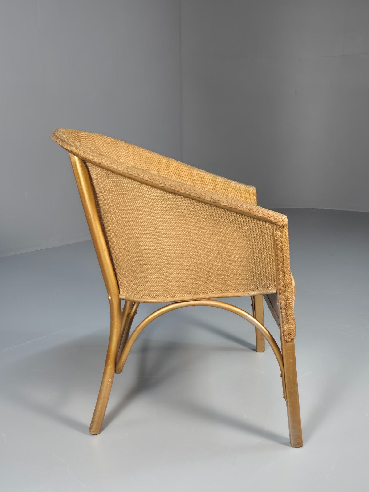 Vintage Gold Lloyd loom Tub Chair 1960s Retro EB9701 VBER - UKDK FURNITURE