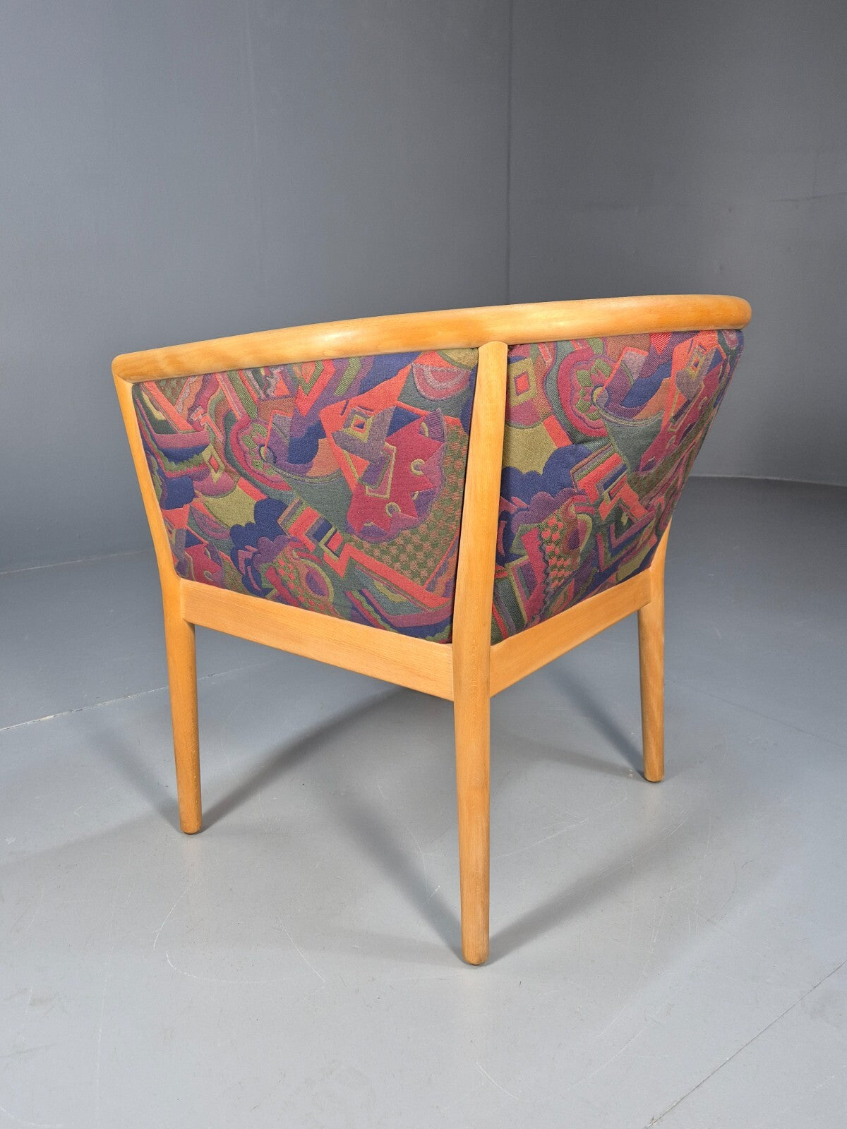 Vintage Danish Tub Chair 1980s Upholstery Beech Frame Retro MCM EB9289 MNOR - UKDK FURNITURE