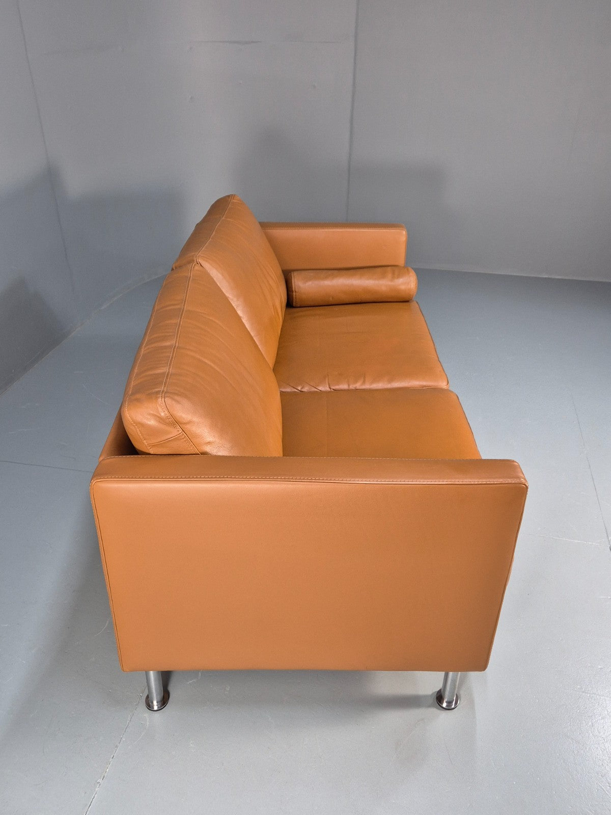 Vintage Tan Leather Two Seater Sofa Danish 1970s Retro Mid Century  EB10100 M2SS11