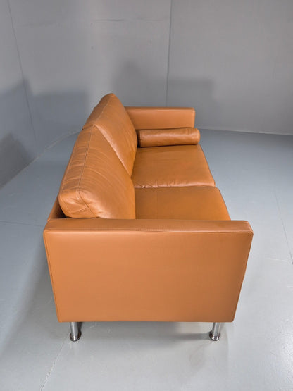 Vintage Tan Leather Two Seater Sofa Danish 1970s Retro Mid Century  EB10100 M2SS11