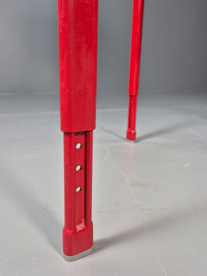 Vintage Danish Industrial Chair Red Frame Plywood Seat Retro EB9478 MSTA - UKDK FURNITURE