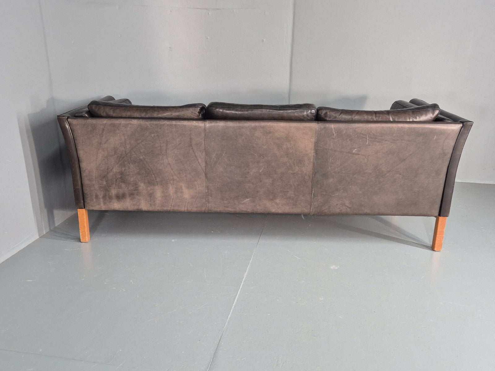 Vintage 3 Seat Sofa Danish Black Leather Vemb MCM Retro 1980s  EB10478 M3SS19