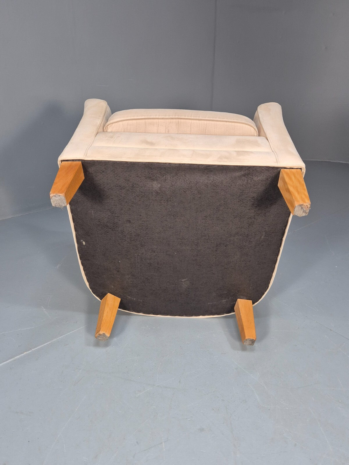 Mordern Danish Cream Faux Suede Tub Chair Beech Legs EB9308 MNOR - UKDK FURNITURE
