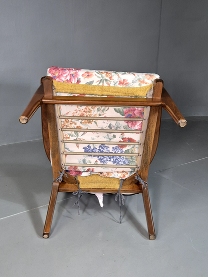 Vintage Lounge Chair Beech Frame Floral Parker Knoll Retro MCM 1960s EB7332 MNOR13