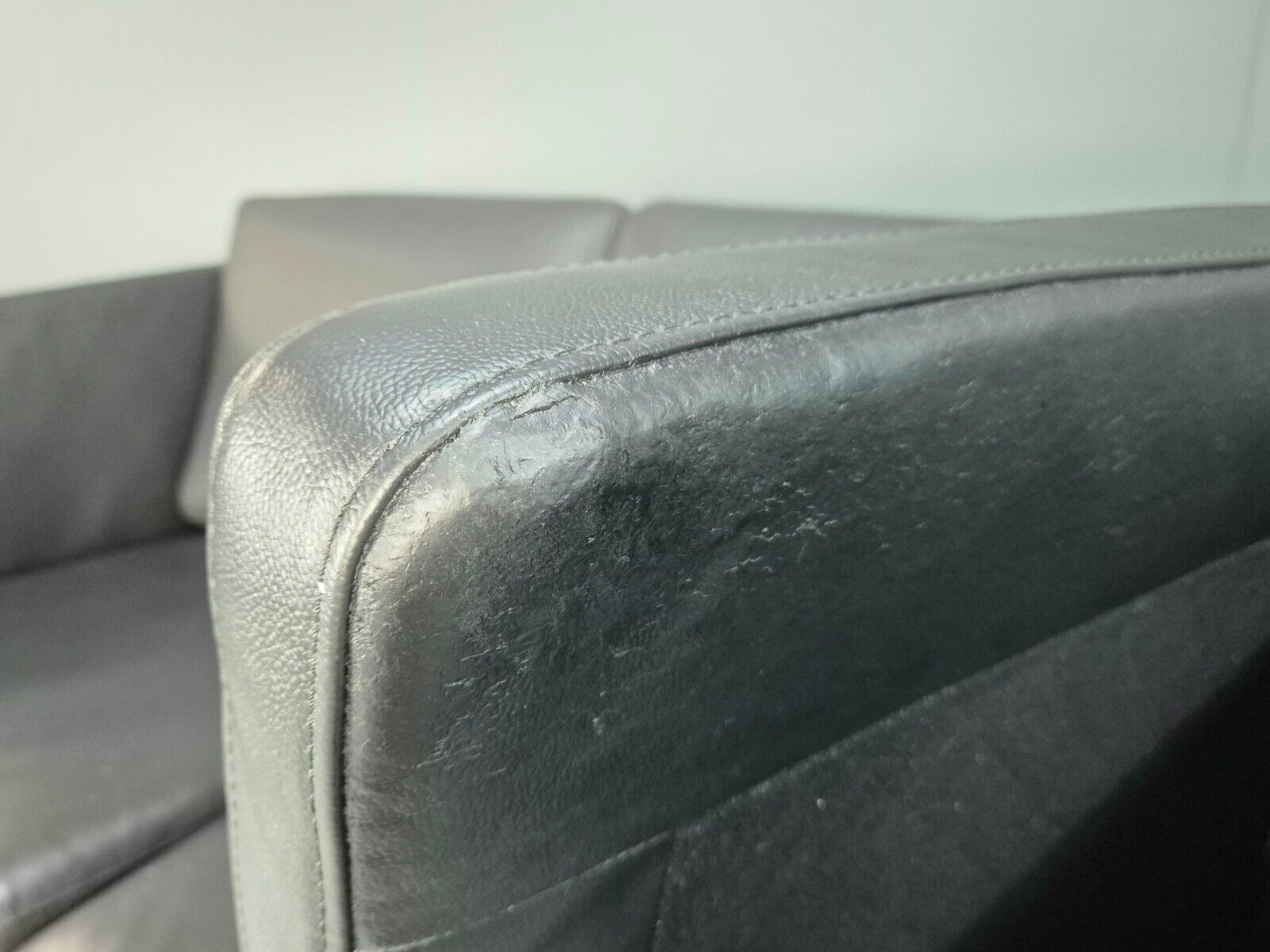 Vintage Danish 2 Seat Sofa Black Leather 1980s Retro MCM EB8536 M2SS - UKDK FURNITURE