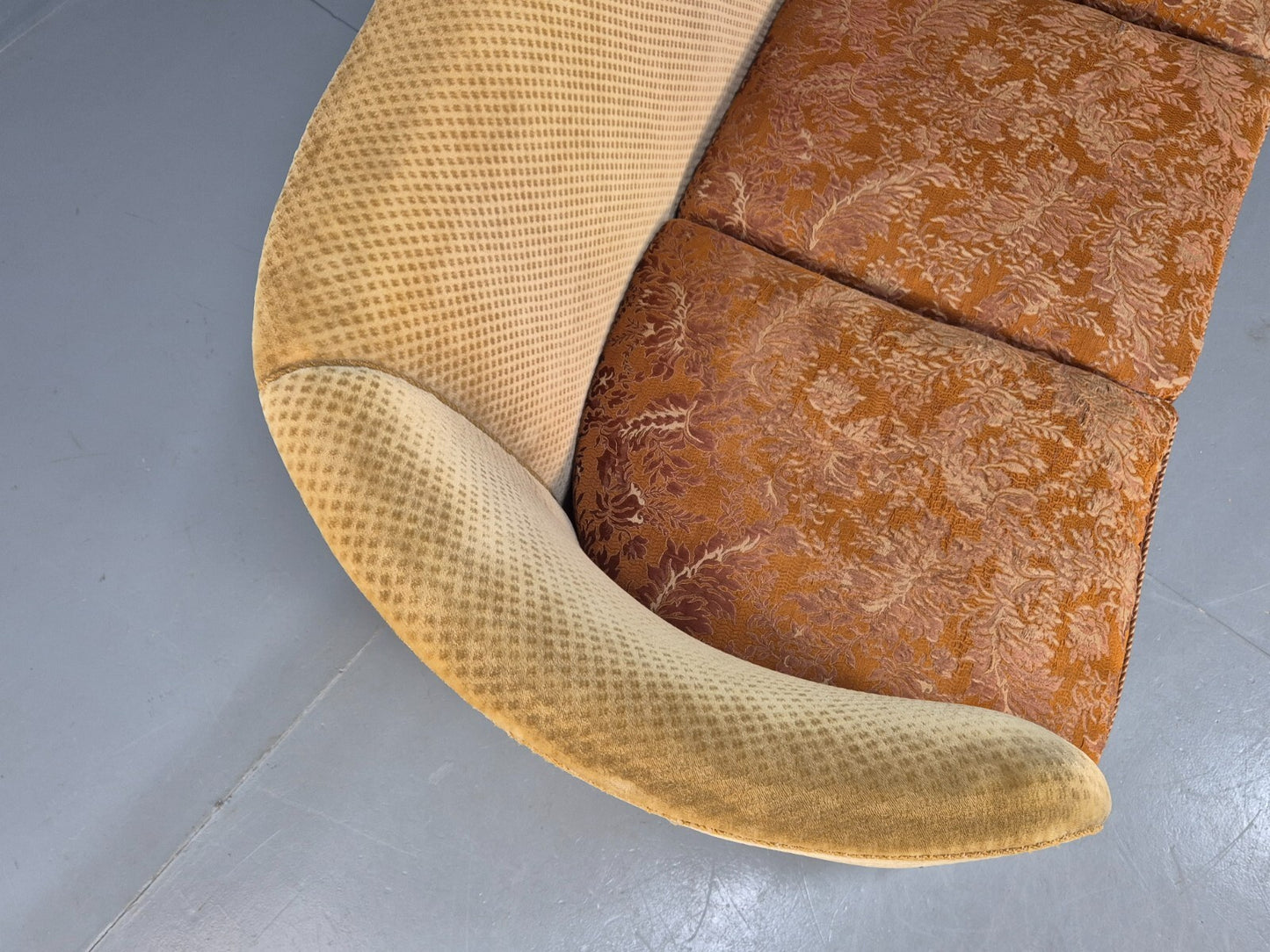 Vintage Danish Banana Sofa Gold Velour Carved Legs 1920s Antique Eb8055 V3SS14