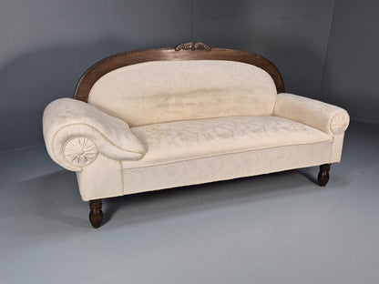 Antique Art Deco Danish Chaise Lounge Off White Mahogany Frame 1930s EB9623 VCHA - UKDK FURNITURE