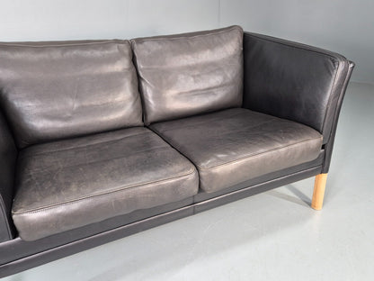 Vintage Danish Two Seater Leather Sofa Quality Feather Filled Retro EB11643 M2SS3